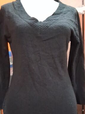 My Michelle Black V-Neck Long Sleeve Dress